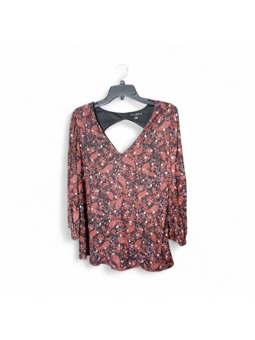 Women's Sara Michelle Paisley Floral Cutout Blouse Size L - INV39 A2